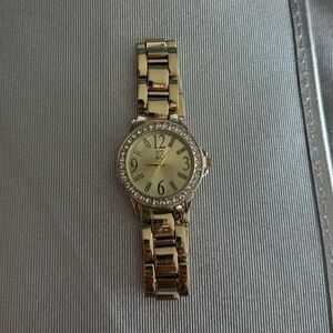 New York & Company Gold Women's Watch with Crystal Accents